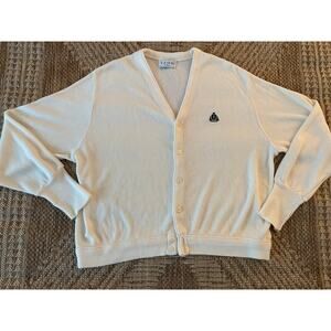 Vintage IZOD cream v-neck cardigan Size XL retro MCM preppy